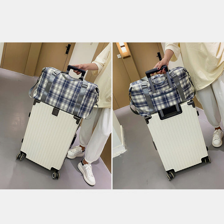 Große Kapazität, wasserdicht, kariert, lässig, Fitness-Reise-Handtasche