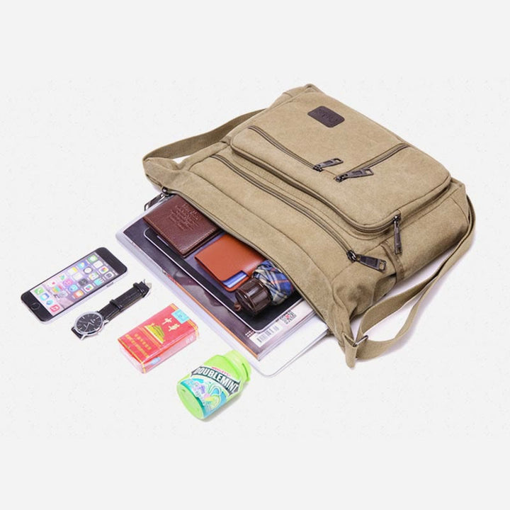 Umhängetasche für Herren, Vintage, Outdoor, Canvas, Business-Umhängetasche