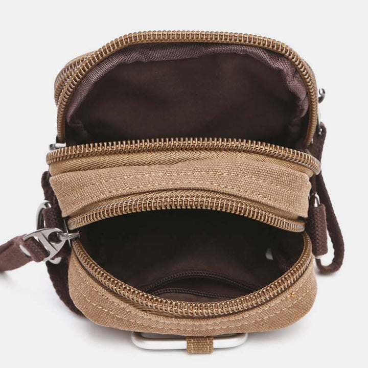 Umhängetasche aus Canvas für Herren mit mehreren Taschen und verstellbarem Schultergurt