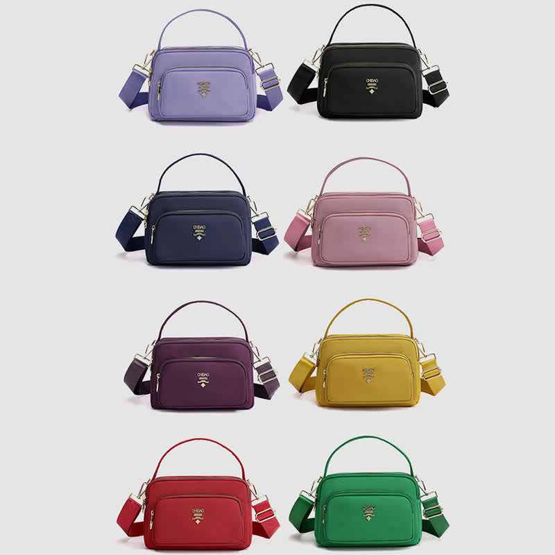 Umhängetasche mit Dreifach-Reißverschluss für Damen, wasserdichte, leichte Schulterhandtasche aus Nylon