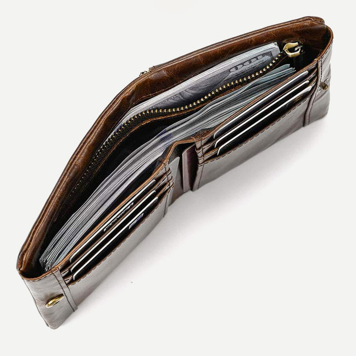 Retro Herren Leder Geldbörse Bifold Design Schlank Halter 6-10 Karten