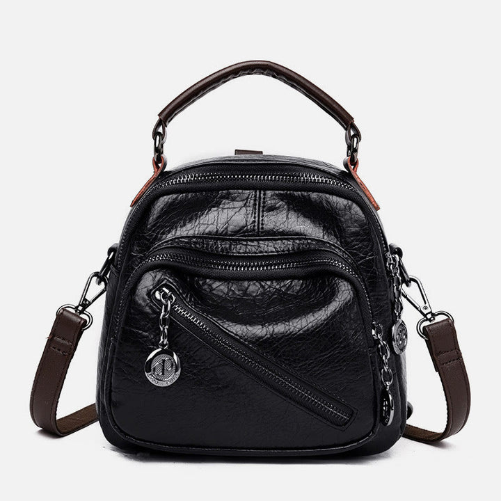 Multifunktionale, weiche Umhängetasche aus Kunstleder, umwandelbarer Rucksack - Schwarz - image 14