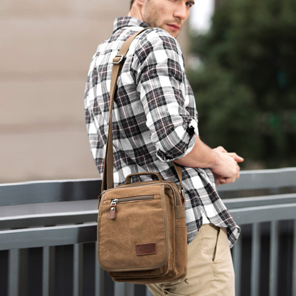 Retro Canvas Messenger Bag Multifunktionale Business Umhängetasche für Herren