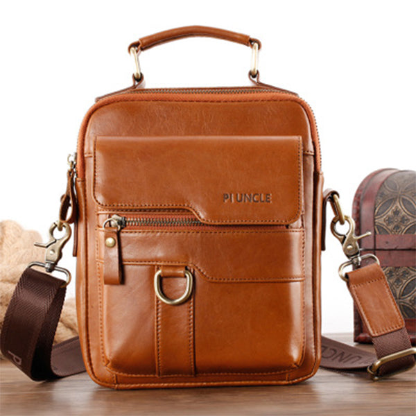 Umhängetasche aus echtem Leder, Vintage-Umhängetasche, Messenger-Handtasche für Herren