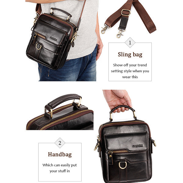 Umhängetasche aus echtem Leder, Vintage-Umhängetasche, Messenger-Handtasche für Herren