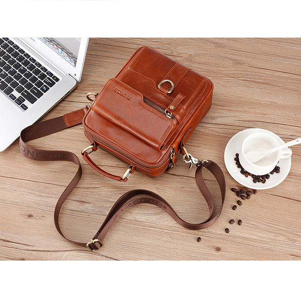 Umhängetasche aus echtem Leder, Vintage-Umhängetasche, Messenger-Handtasche für Herren