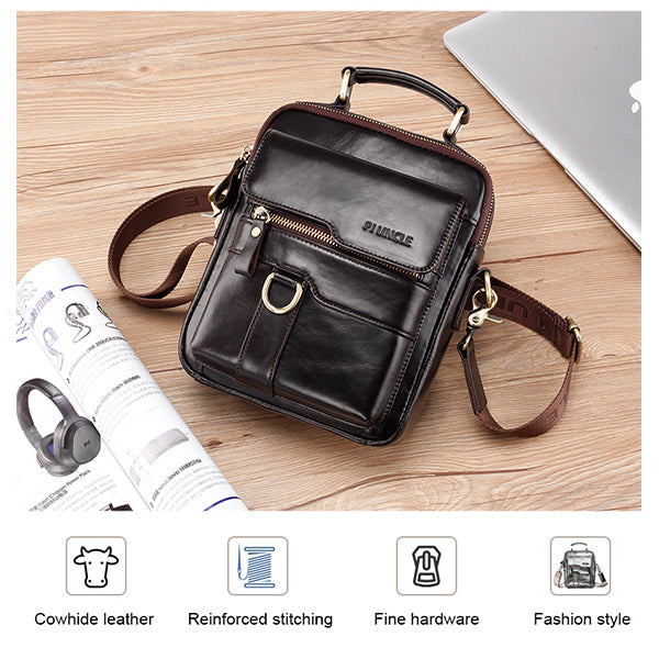 Umhängetasche aus echtem Leder, Vintage-Umhängetasche, Messenger-Handtasche für Herren