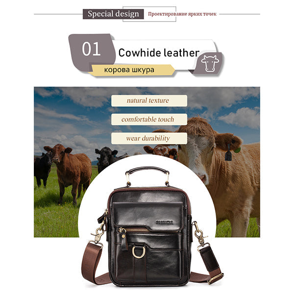 Umhängetasche aus echtem Leder, Vintage-Umhängetasche, Messenger-Handtasche für Herren