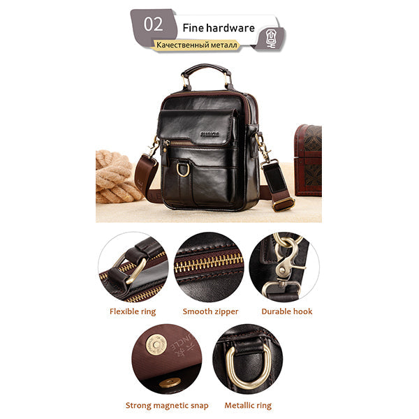 Umhängetasche aus echtem Leder, Vintage-Umhängetasche, Messenger-Handtasche für Herren