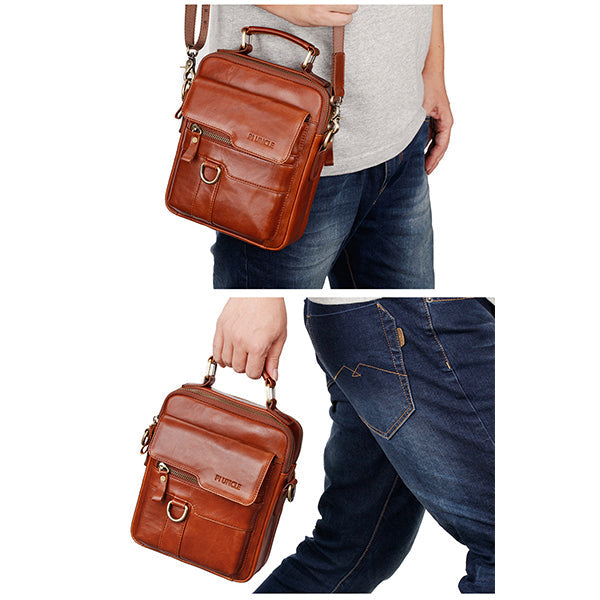 Umhängetasche aus echtem Leder, Vintage-Umhängetasche, Messenger-Handtasche für Herren