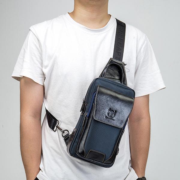 Lässige, modische Brusttasche aus echtem Leder