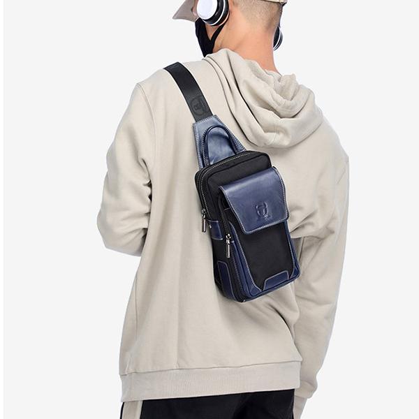 Lässige, modische Brusttasche aus echtem Leder