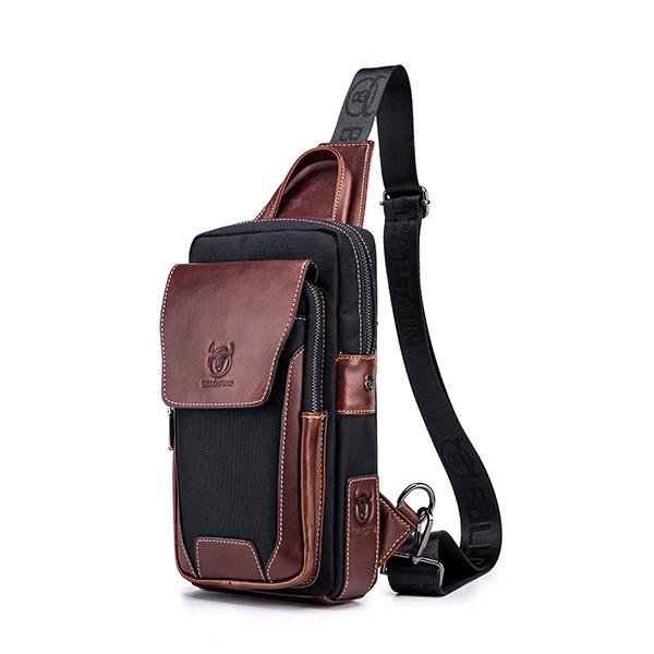 Lässige, modische Brusttasche aus echtem Leder