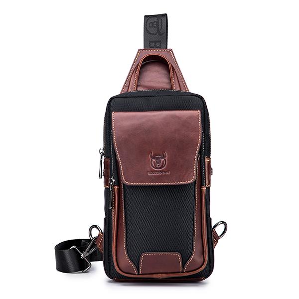Lässige, modische Brusttasche aus echtem Leder