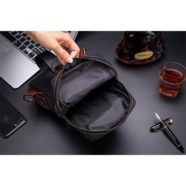 Lässige, modische Brusttasche aus echtem Leder
