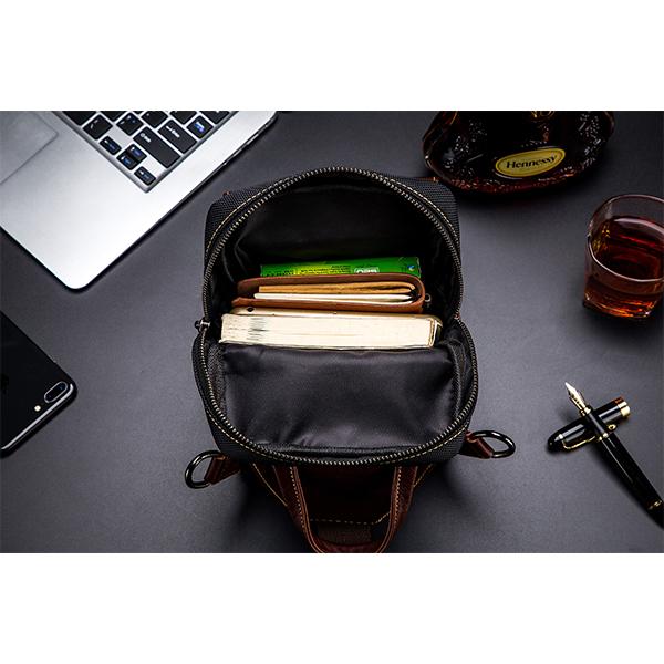 Lässige, modische Brusttasche aus echtem Leder