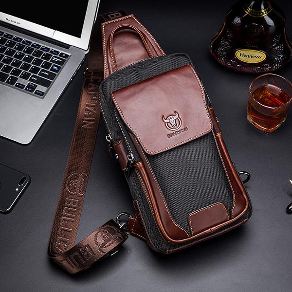 Lässige, modische Brusttasche aus echtem Leder