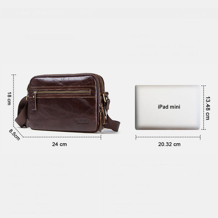 Umhängetasche aus echtem Leder mit großem Fassungsvermögen und mehreren Taschen