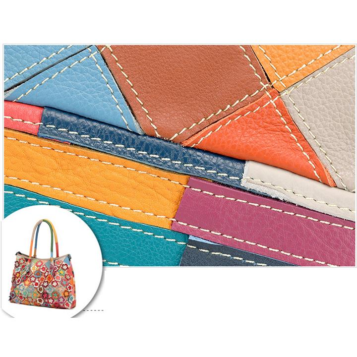 Echtes Leder Multicolor Flower Boho Handtasche