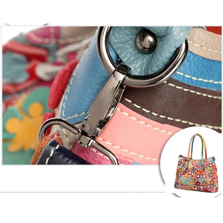 Echtes Leder Multicolor Flower Boho Handtasche