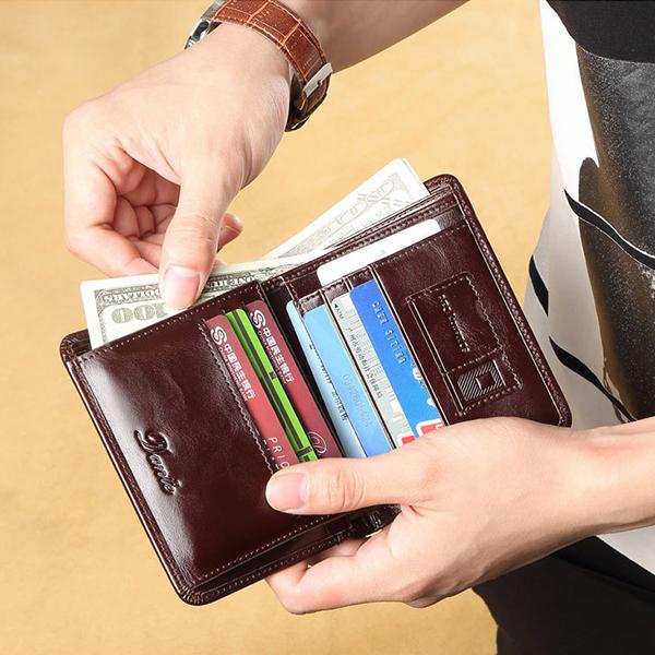 RFID-diebstahlsichere Vintage-Geldbörse aus echtem Leder