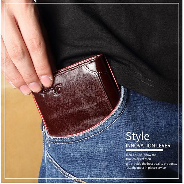 RFID-diebstahlsichere Vintage-Geldbörse aus echtem Leder