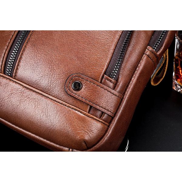 Schultertasche aus echtem Leder mit USB-Ladefunktion