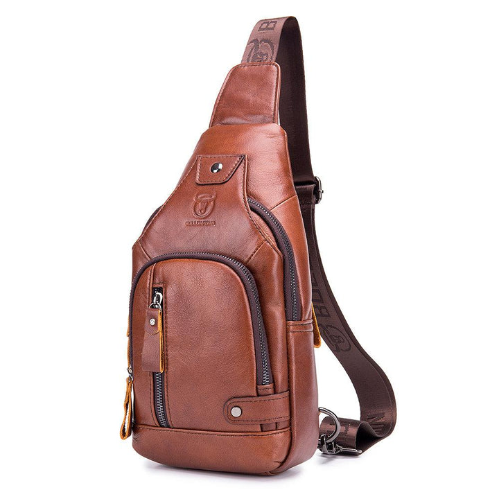 Schultertasche aus echtem Leder mit USB-Ladefunktion