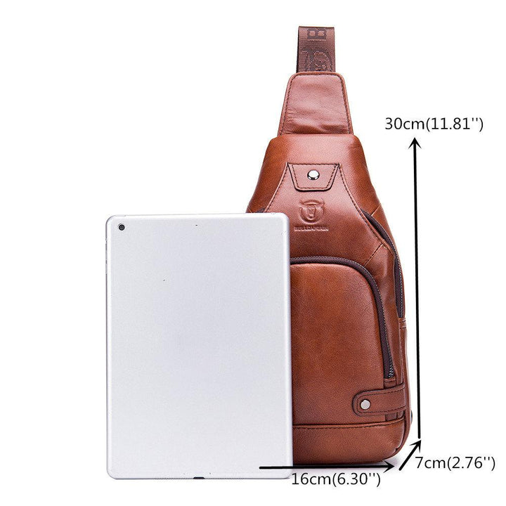 Schultertasche aus echtem Leder mit USB-Ladefunktion