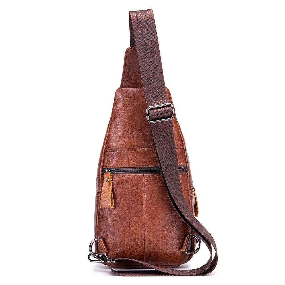 Schultertasche aus echtem Leder mit USB-Ladefunktion