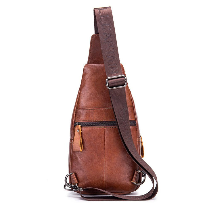 Schultertasche aus echtem Leder mit USB-Ladefunktion