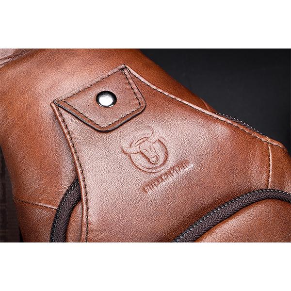 Schultertasche aus echtem Leder mit USB-Ladefunktion
