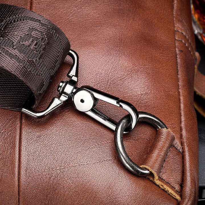 Schultertasche aus echtem Leder mit USB-Ladefunktion