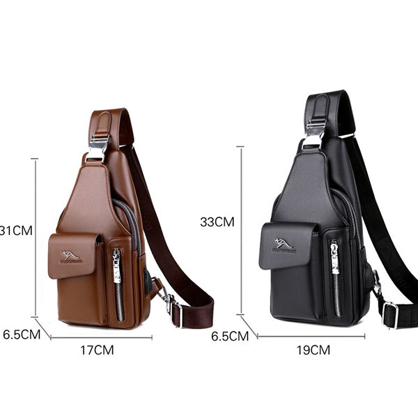 Tragefreundliche Schultertasche mit mehreren Fächern und USB-Ladeanschluss