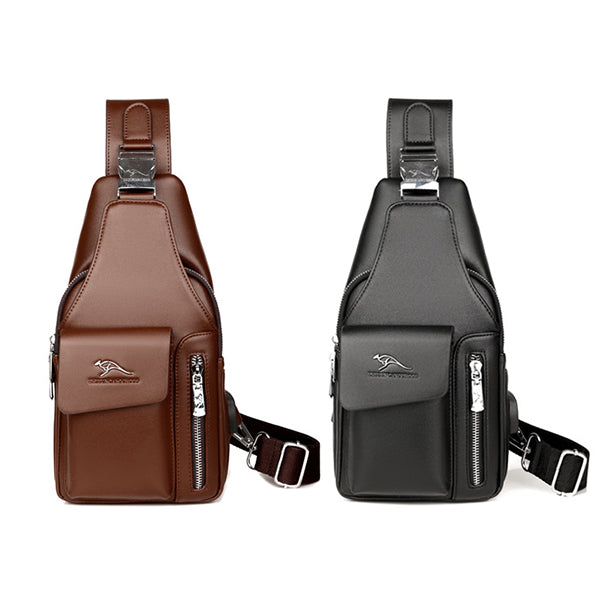 Tragefreundliche Schultertasche mit mehreren Fächern und USB-Ladeanschluss