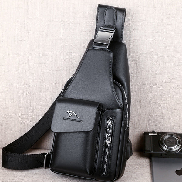 Tragefreundliche Schultertasche mit mehreren Fächern und USB-Ladeanschluss