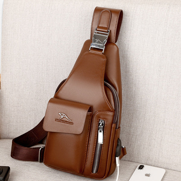 Tragefreundliche Schultertasche mit mehreren Fächern und USB-Ladeanschluss