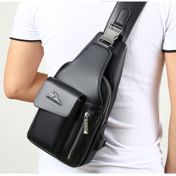 Tragefreundliche Schultertasche mit mehreren Fächern und USB-Ladeanschluss