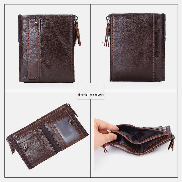 RFID Blocking Brieftasche Kleine Vintage Crazy Short Geldbörse Bifold