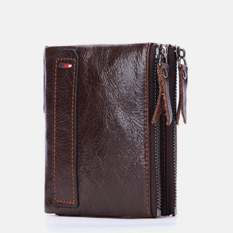 RFID Blocking Brieftasche Kleine Vintage Crazy Short Geldbörse Bifold