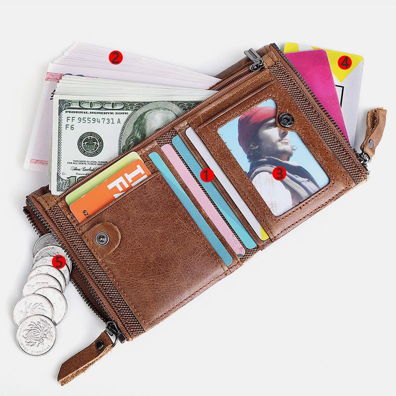 RFID Blocking Brieftasche Kleine Vintage Crazy Short Geldbörse Bifold