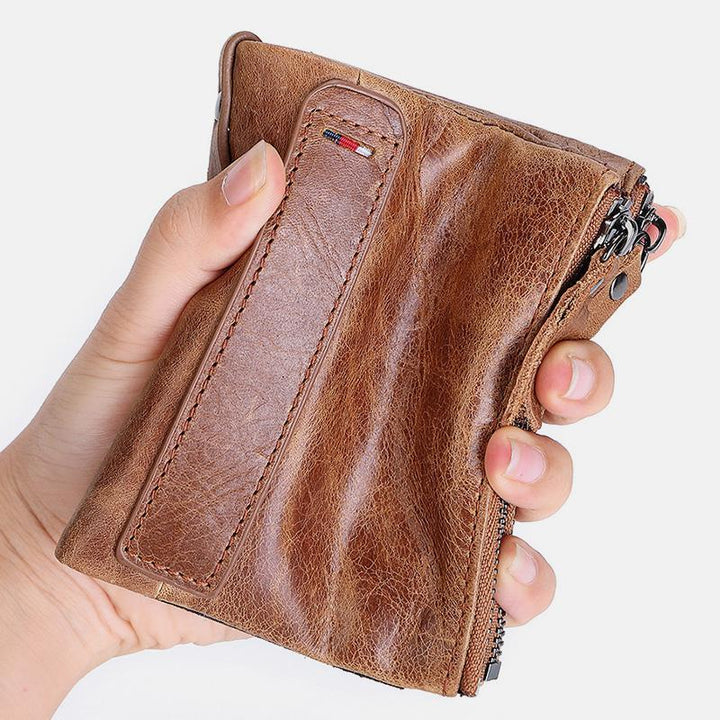 RFID Blocking Brieftasche Kleine Vintage Crazy Short Geldbörse Bifold
