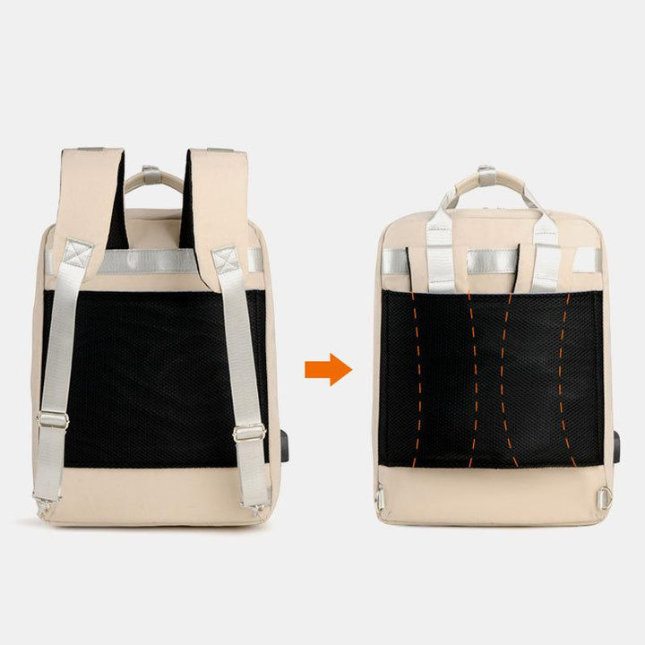 15,6“ Laptop-Rucksack Multifunktionaler Patchwork-Rucksack mit USB-Ladeanschluss