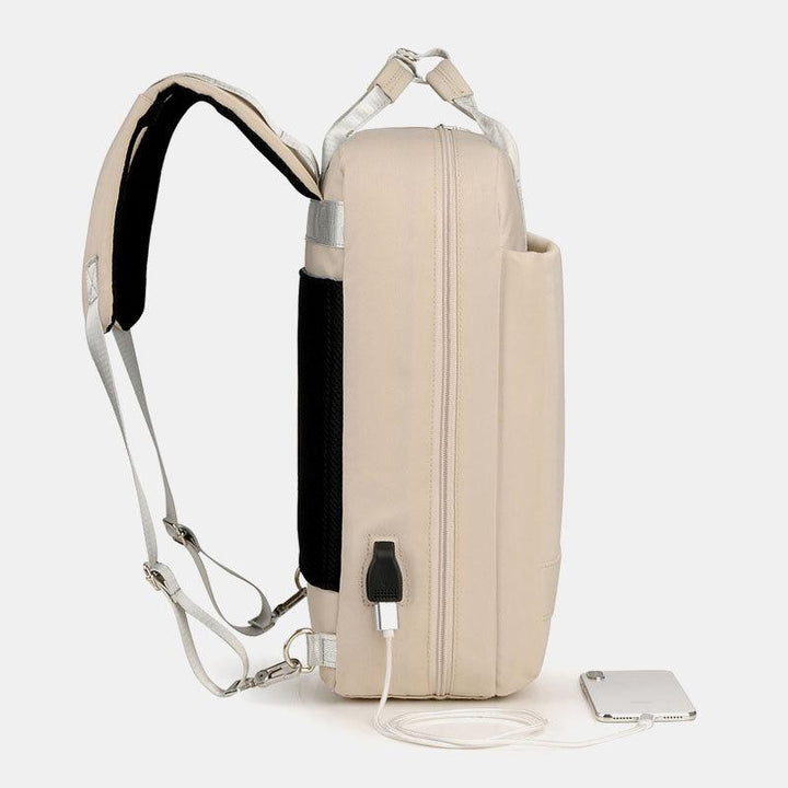 15,6“ Laptop-Rucksack Multifunktionaler Patchwork-Rucksack mit USB-Ladeanschluss