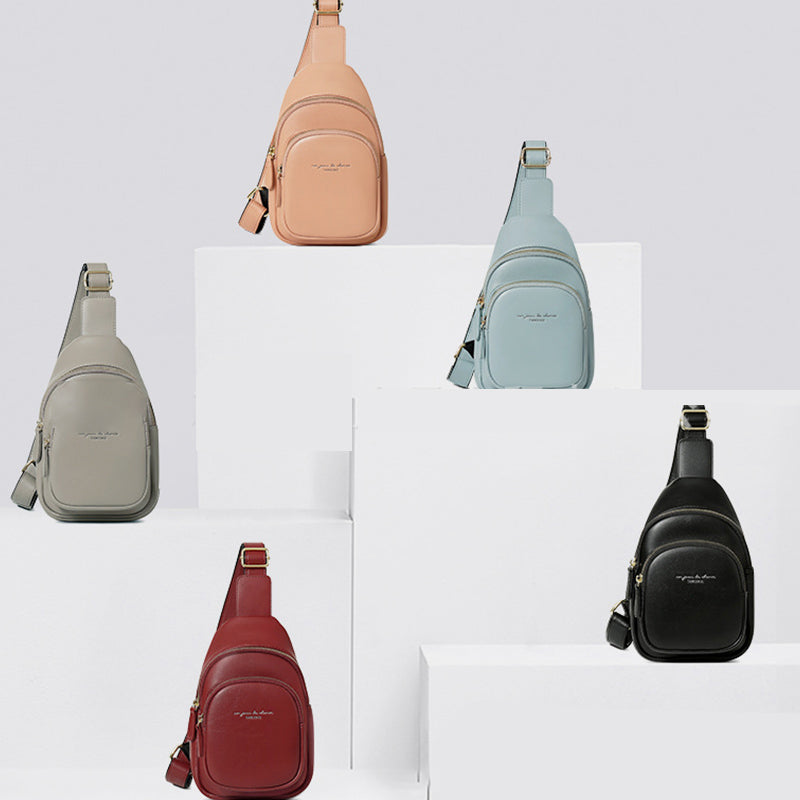 Sling-Rucksack, Brusttasche für Damen, kleine Umhängetasche aus Leder