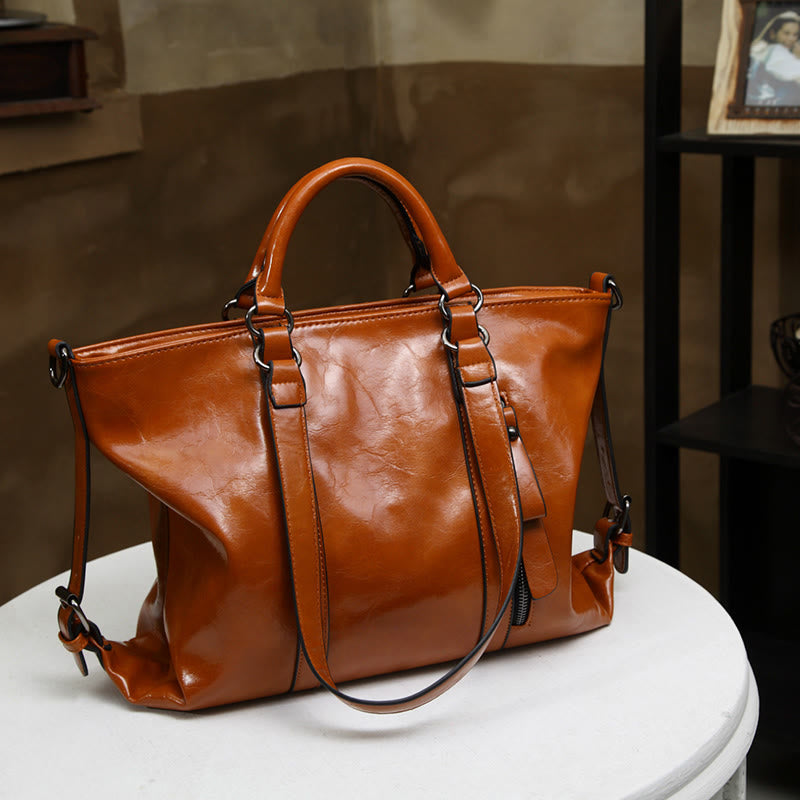 Große Reisetasche für Damen, minimalistische Handtasche aus schlichtem Leder