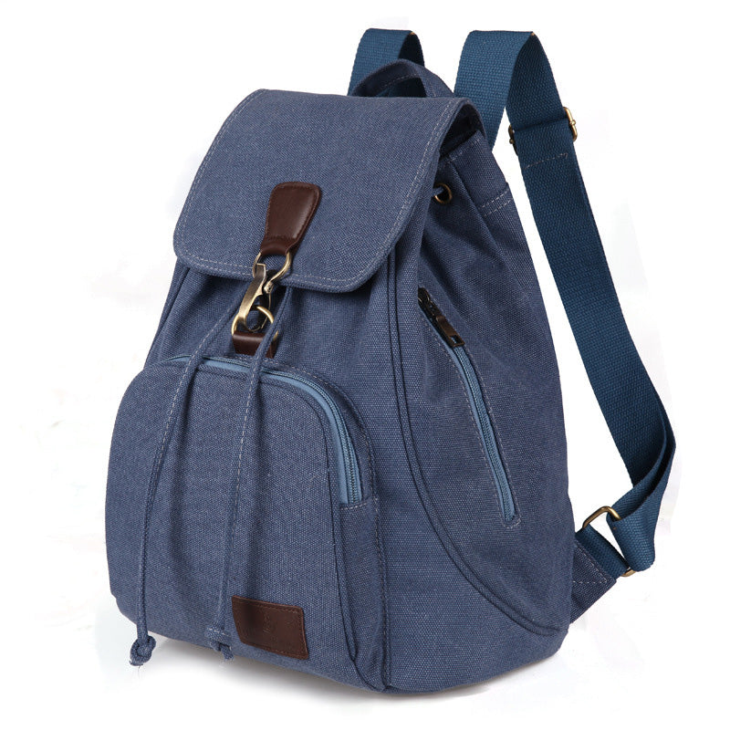 Canvas-Rucksack für Damen und Mädchen, Vintage-Stil, mit Kordelzug, für die Schule, Reisen