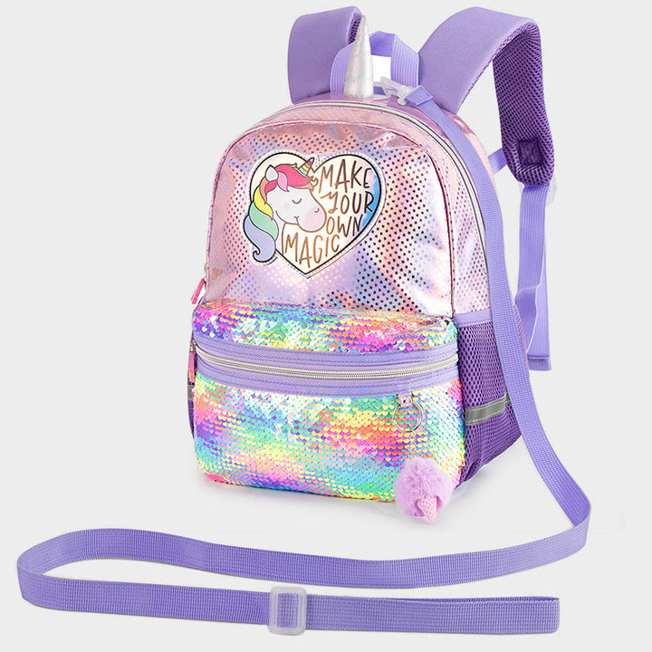 Rucksack für Kindergartenkinder, Laser Glitter Regenbogen Einhorn, kleine Schultasche