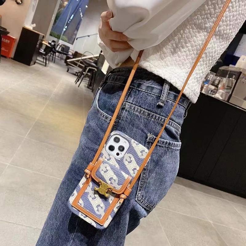Vintage iPhone Kartenhalter Hülle Handytasche mit Umhängeband