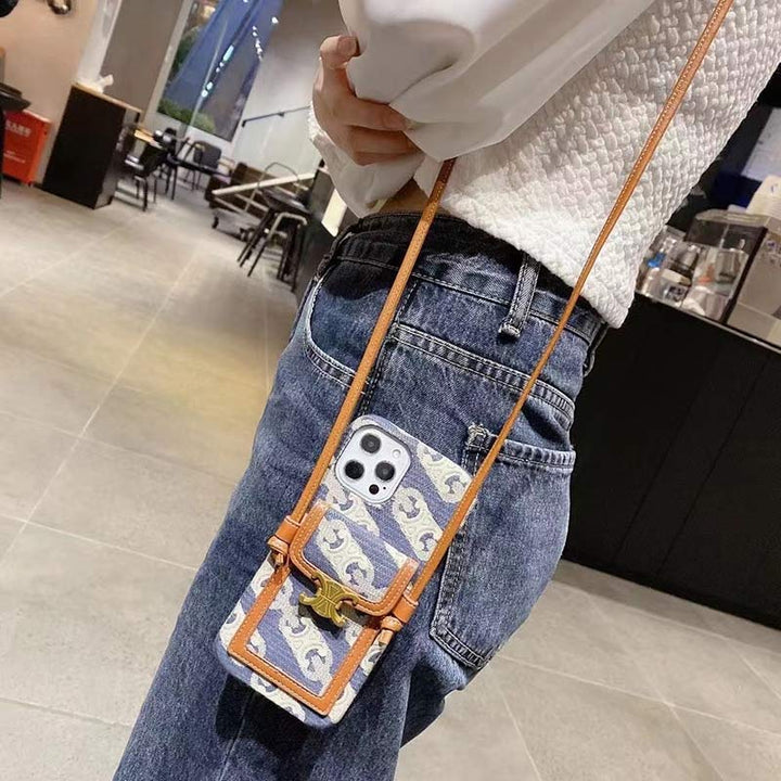 Vintage iPhone Kartenhalter Hülle Handytasche mit Umhängeband